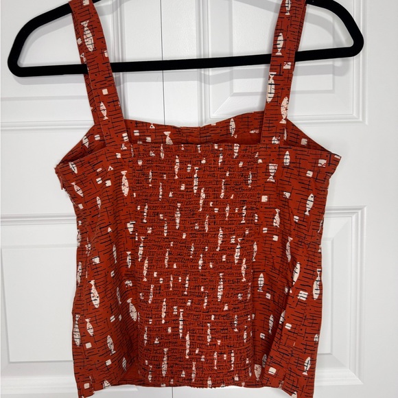 Women's Red Patterned Fish Top - Picture 4 of 5
